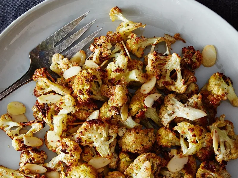 Roasted Spiced Cauliflower with Almonds and Warm Coriander