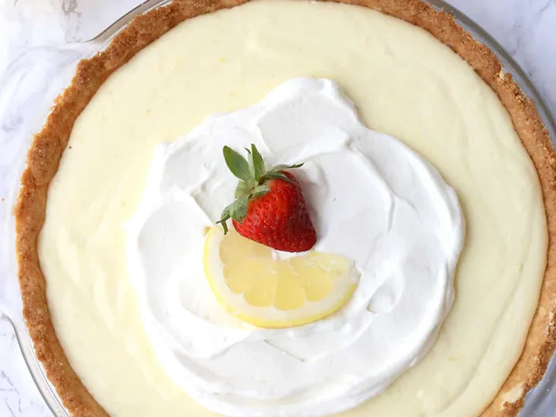 Keto Lemon Sour Cream Pie with Press-In Crust