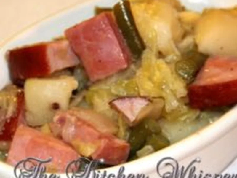 Slow Cooker Ham Potato Bean Cabbage Stoup