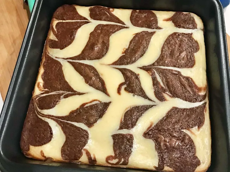 Layered Cream Cheese Brownies with Chocolate Swirl