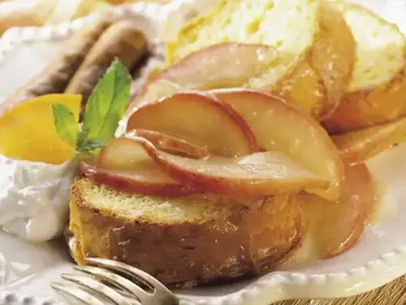 New Orleans Baked French Toast with Honey Pear Topping