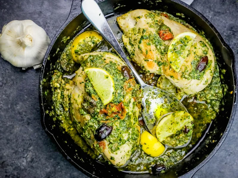 One Pot Tuscan Chicken with Pesto