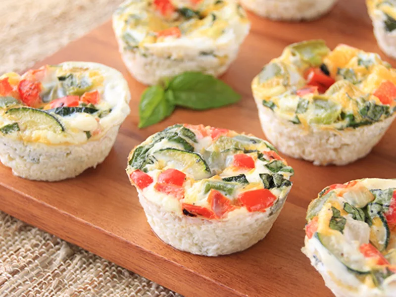Roasted Veggie Egg Bake Cups with Cheddar