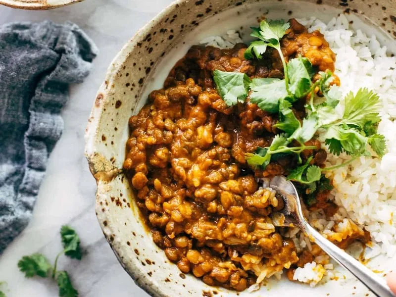 Instant Pot Red Curry Lentils with Coconut Milk