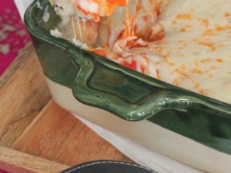 Garlic Parmesan Baked Mashed Potatoes with Marinara