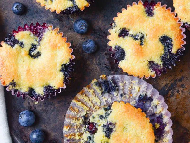 Lemon Blueberry Corn Muffins with Jiffy Mix