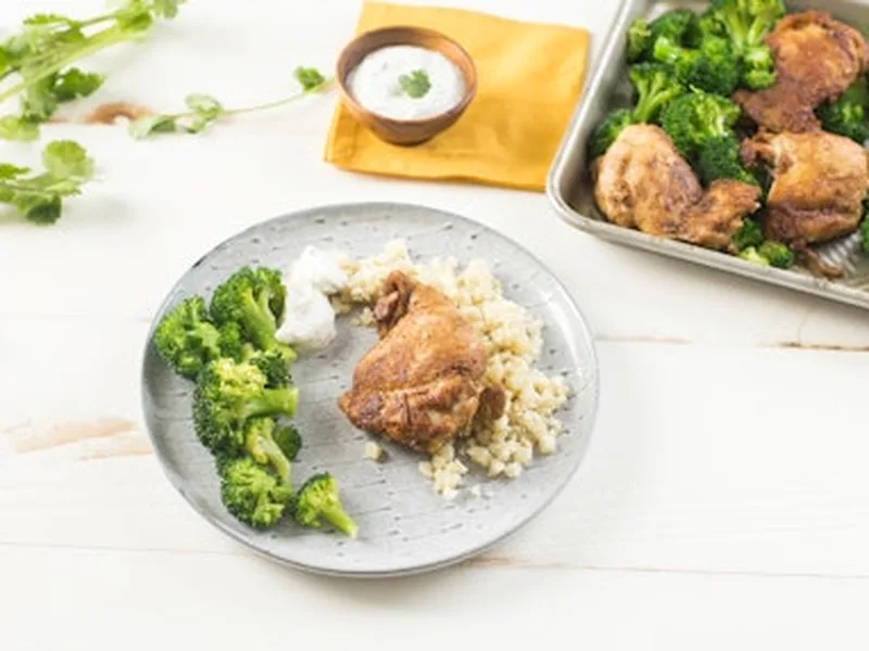 Sheet Pan Indian Spiced Chicken and Broccoli with Cauliflower