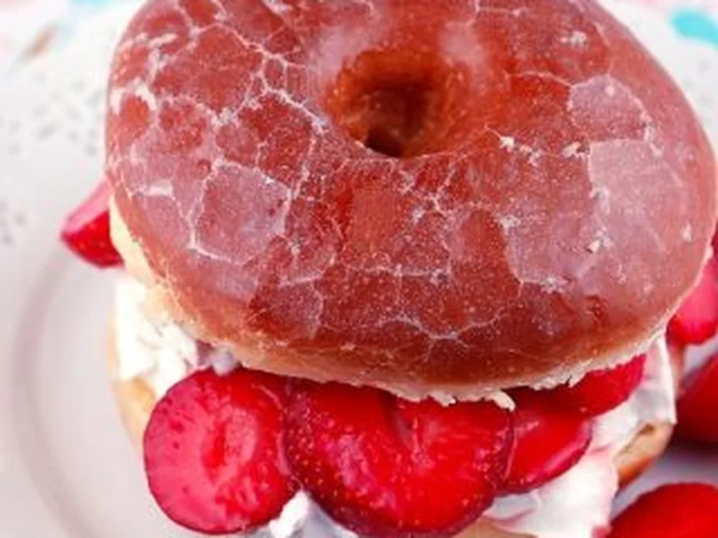 Glazed Donut Strawberry Shortcake with Macerated Berries