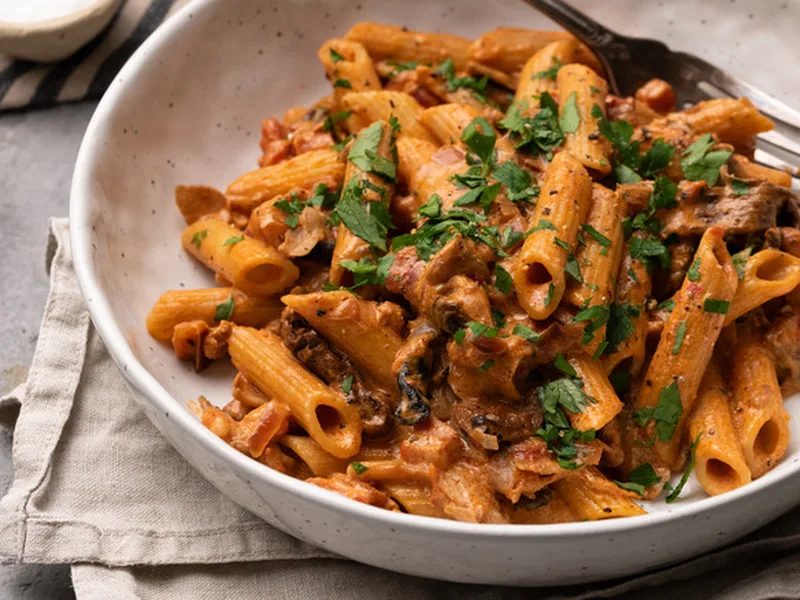 Woodsy Penne Boscaiola with Porcini and Pancetta