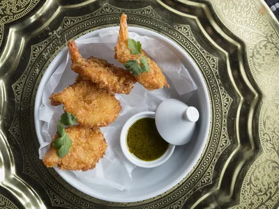 Crispy Fried Shrimp With North African Chermoula