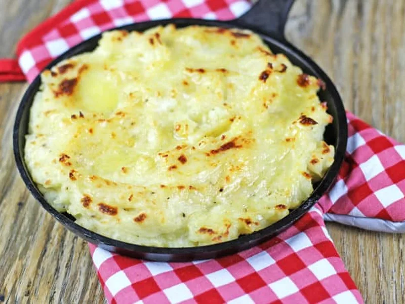 Creamy Parmesan Mashed Potatoes with Browned Cheese Crust