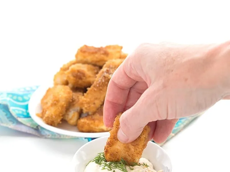 Crispy Air Fryer Fish Sticks with Pork Rind Coating
