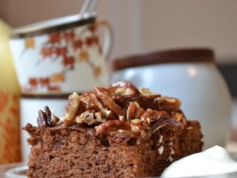 Maple-Pecan Date Spice Cake with Ground Almonds