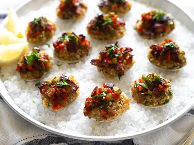 Broiled Clams Casino with Crispy Bacon Panko Topping