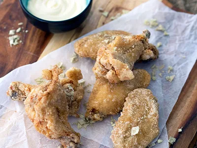 Crispy Wasabi Chicken Wings with Yuzu Mayo