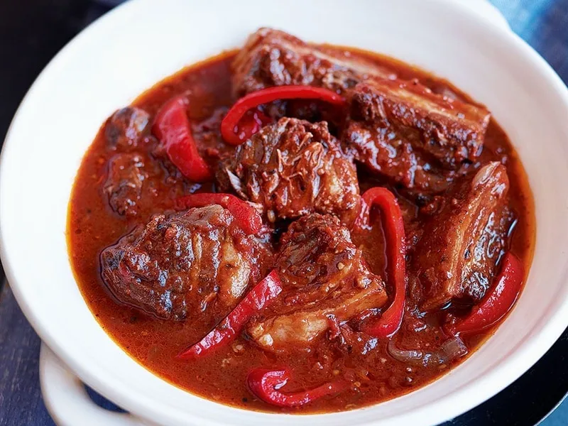 Slow-Cooked Pork Belly and Red Pepper Casserole