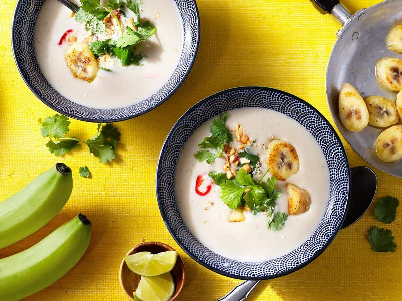 Thai Curry Coconut Soup with Fried Banana