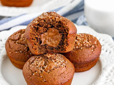 Nutella Stuffed Chocolate Muffins with Molten Centers