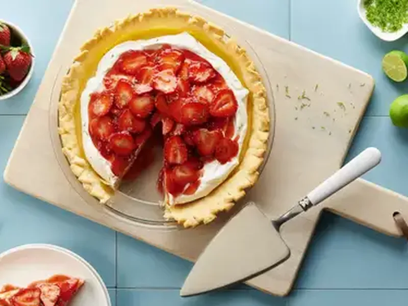 Strawberry Key Lime Pie with Creamy Citrus Custard Filling