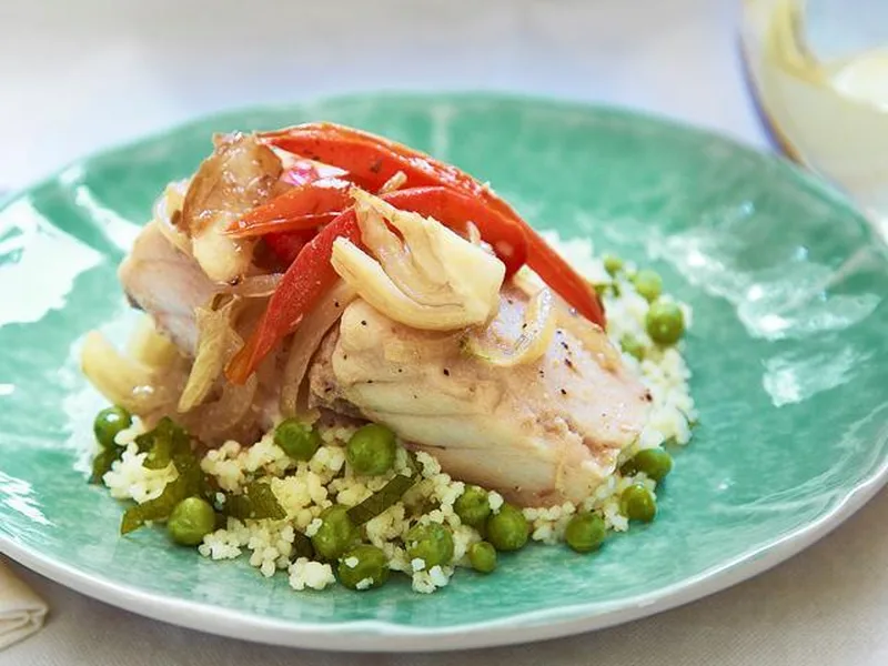 Oven-Roasted Snapper with Fennel and Herb Couscous