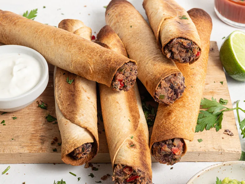 Baked Vegetarian Black Bean Taquitos