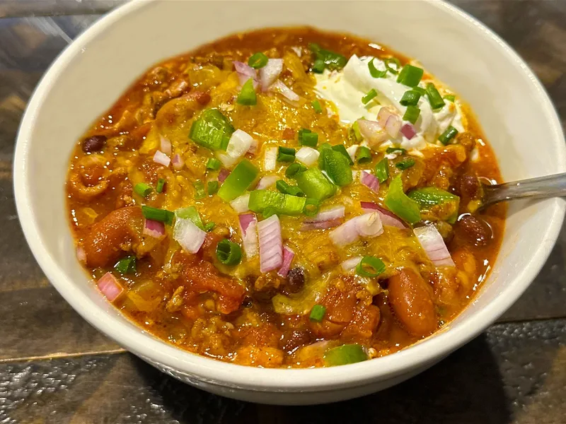 Slow Cooker Beef and Sausage Chili with Beans