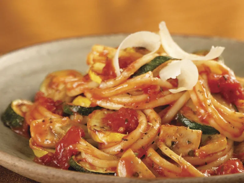 Mediterranean Herb Pasta with Sautéed Vegetables and Tomatoes