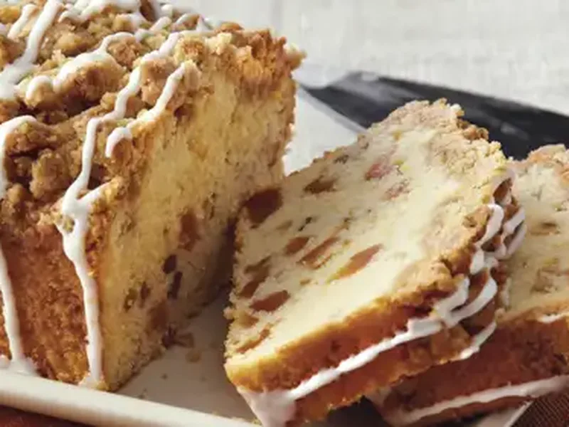 Dried Pear Hazelnut Loaf with Brown Sugar Crumb Topping