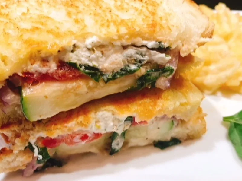 Grilled Goat Cheese and Marinated Zucchini Paninis