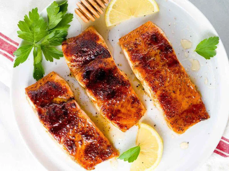 Broiled Salmon with Sweet Molasses Glaze and Warming Spices