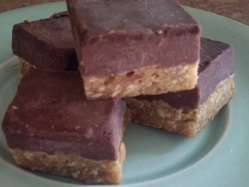 Coffee-Infused Oh Henry Bars with Layered Chocolate Topping