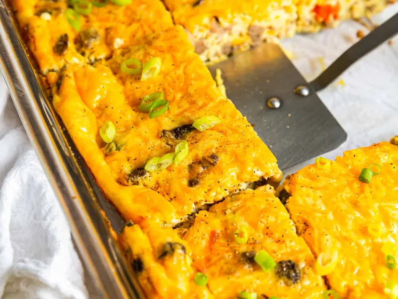 Loaded Sausage Breakfast Casserole with Peppers and Cheese
