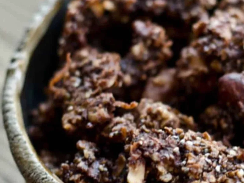 Chocolate Nut Granola with Honey and Coconut