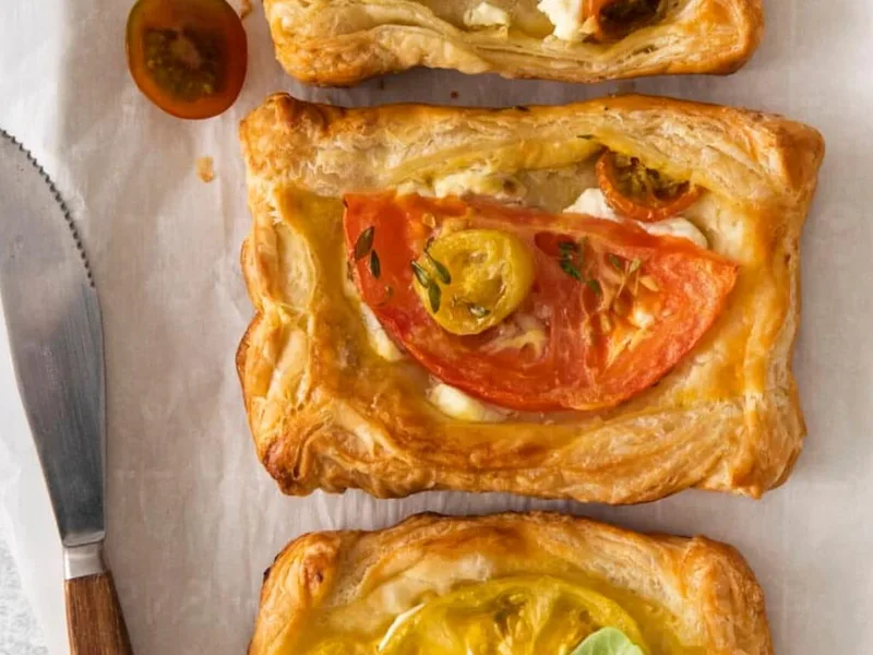 Flaky Goat Cheese Tomato Puff Pastry Tarts