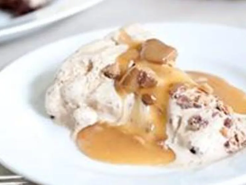 Coffee Toffee Ice Cream Cake with Butterscotch Sauce