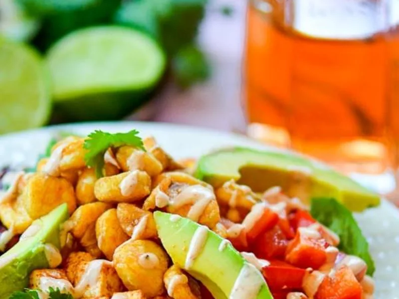 BBQ Tofu Salad with Tangy Lime Cream Dressing