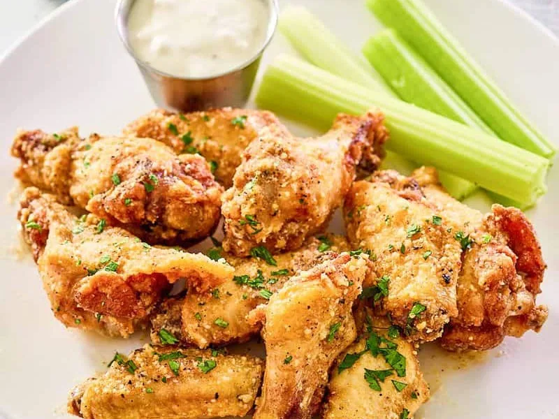 Crispy Fried Garlic Parmesan Chicken Wings with Butter Sauce