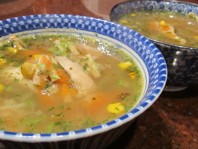 Homemade Chicken Soup with Lentils and Vegetables