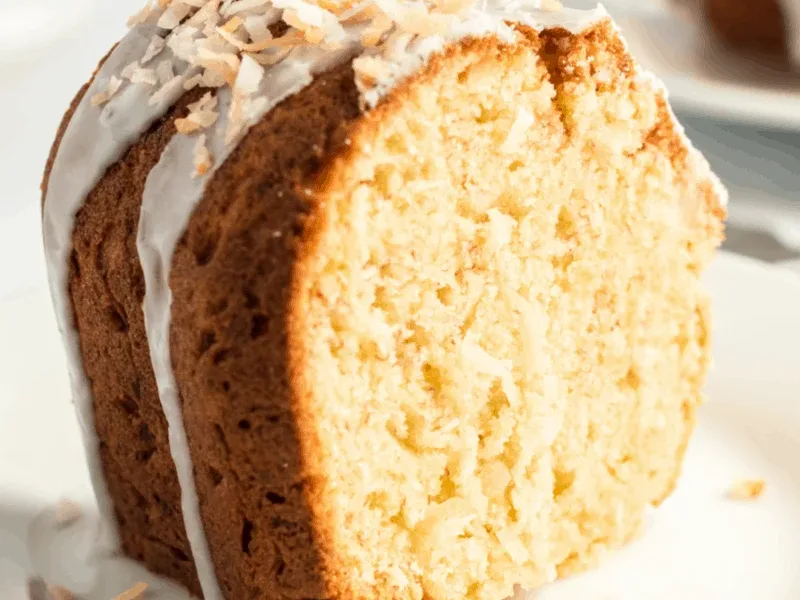Moist Banana Coconut Bundt Cake with Sweet Vanilla Glaze
