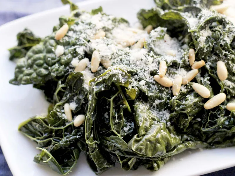 Sautéed Kale with Pine Nuts and Balsamic