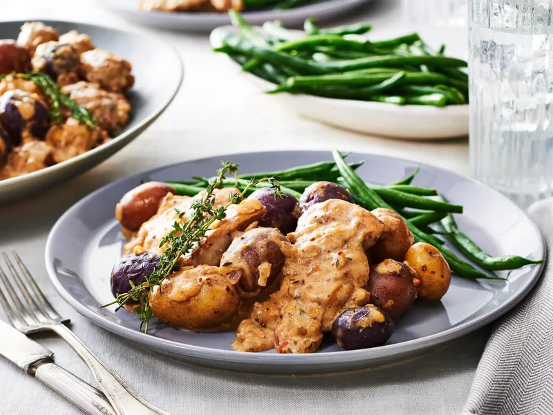 One-Pot Chicken and Potatoes with Creamy Dijon Sauce