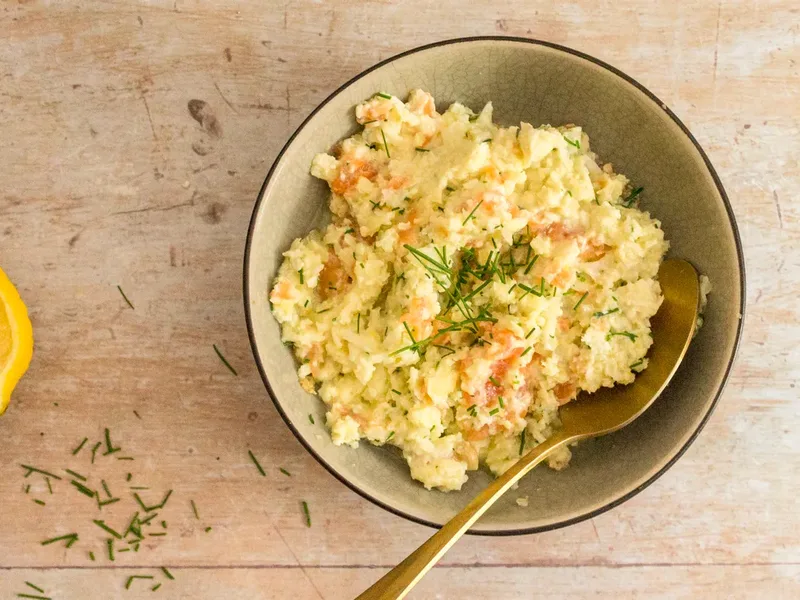 Low Carb Cauliflower Rice Risotto with Smoked Salmon