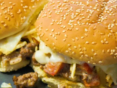 Potato Chip Loose Meat Sandwiches with Swiss Cheese