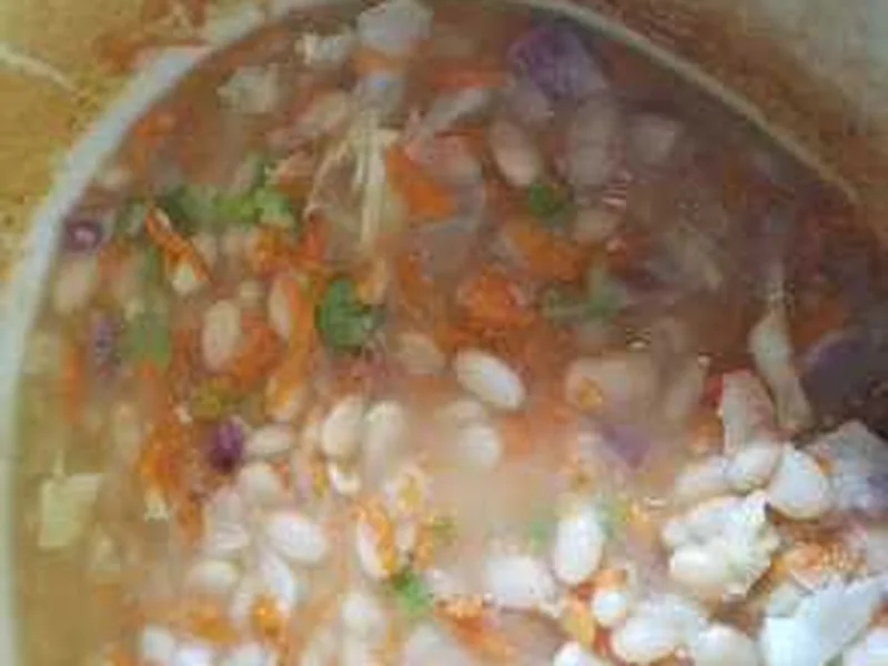 Tuscan White Bean Soup with Crispy Arugula
