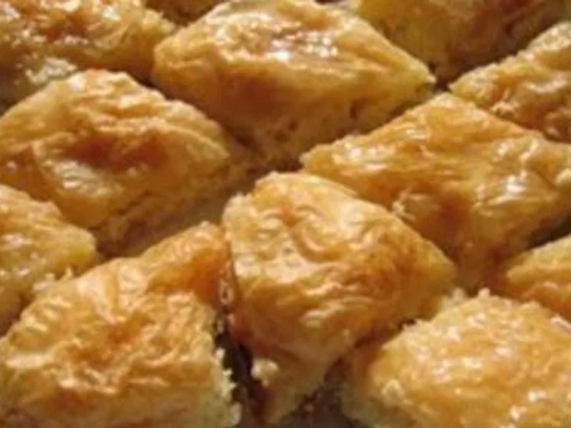 Pineapple Cheesecake Baklava with Mango Liqueur Syrup