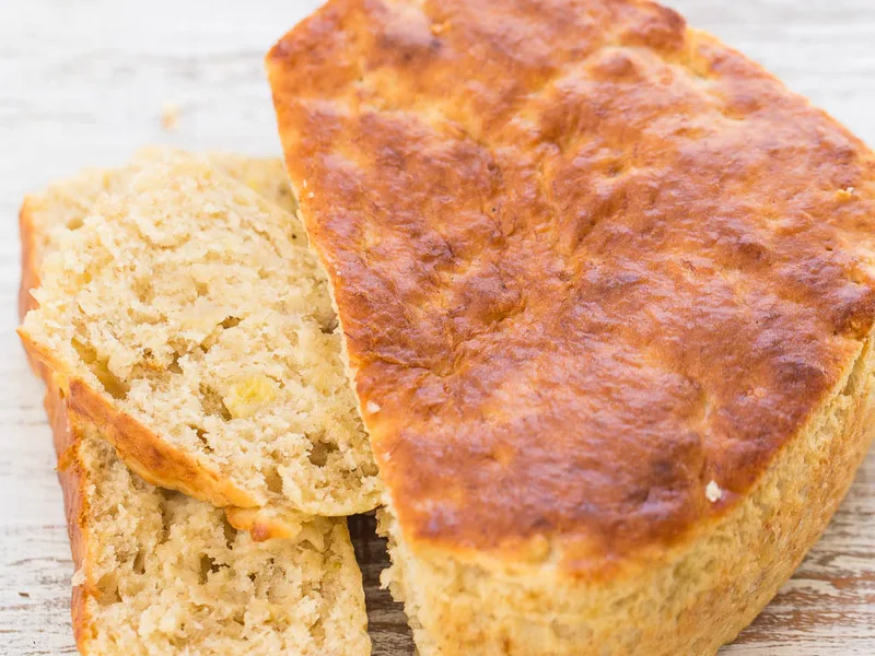 Air Fryer Banana Bread for Two with Peanut Butter