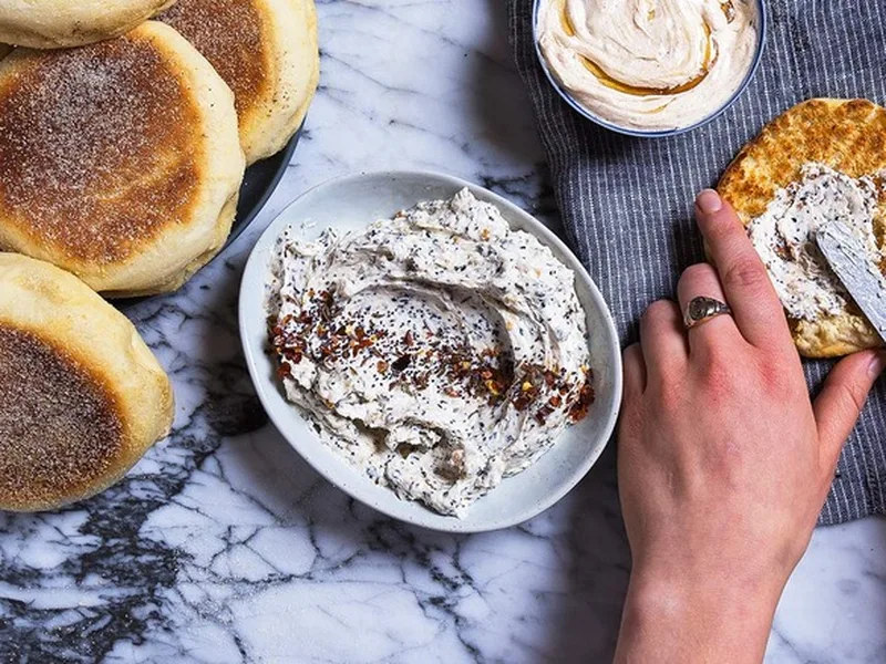 Whipped Everything Seasoning Cream Cheese with Toasted Seeds