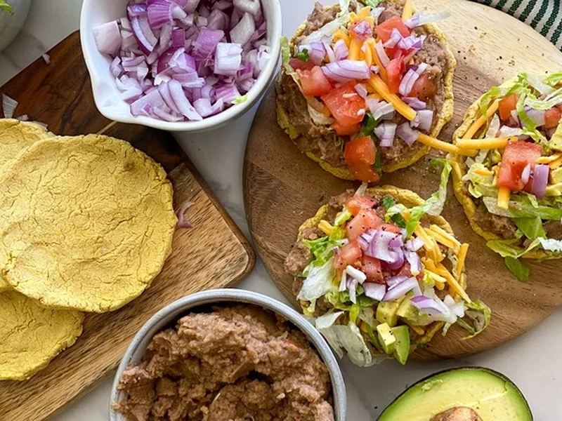 Crispy Baked Masa Sopes with Beans and Cheese