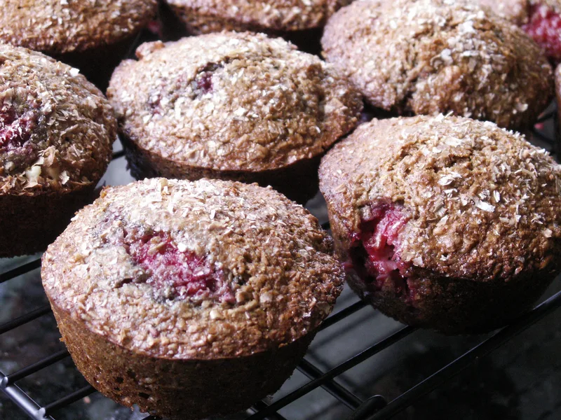 Bakery-Style Raspberry Bran Muffins