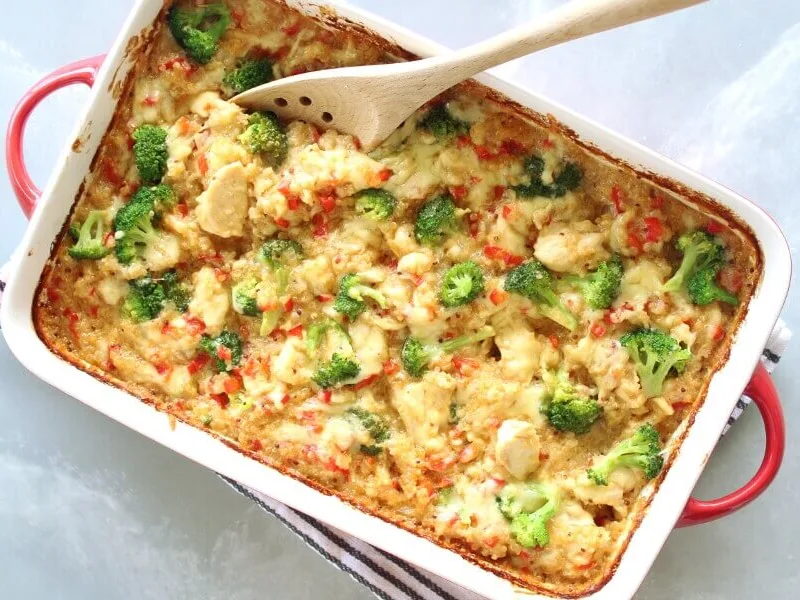 Mustard Chicken Quinoa Casserole with Broccoli